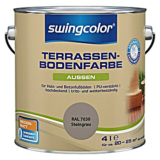 swingcolor Renovierfarbe Terrassenbodenfarbe RAL 7030 (Steingrau, 4 l, Seidenmatt, Wasserbasiert)