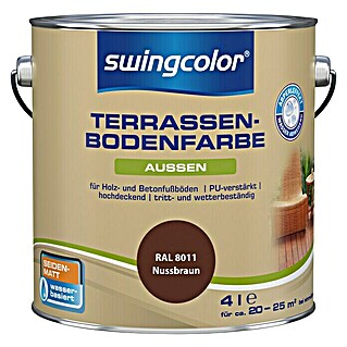 swingcolor Renovierfarbe Terrassenbodenfarbe RAL 8011 (Nussbraun, 4 l, Seidenmatt, Wasserbasiert)