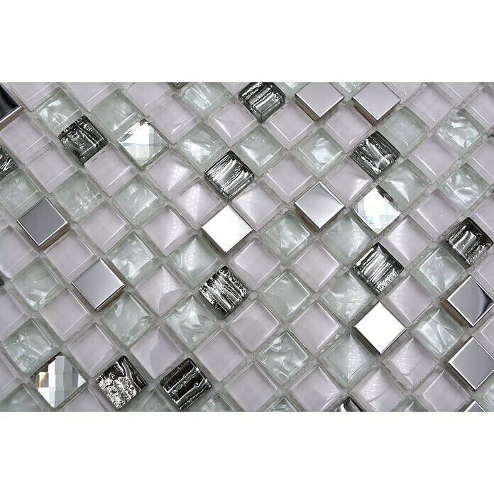 Mosaikfliese Quadrat Crystal Mix XCM M770 (30 x 30 cm, Weiß, Glänzend)