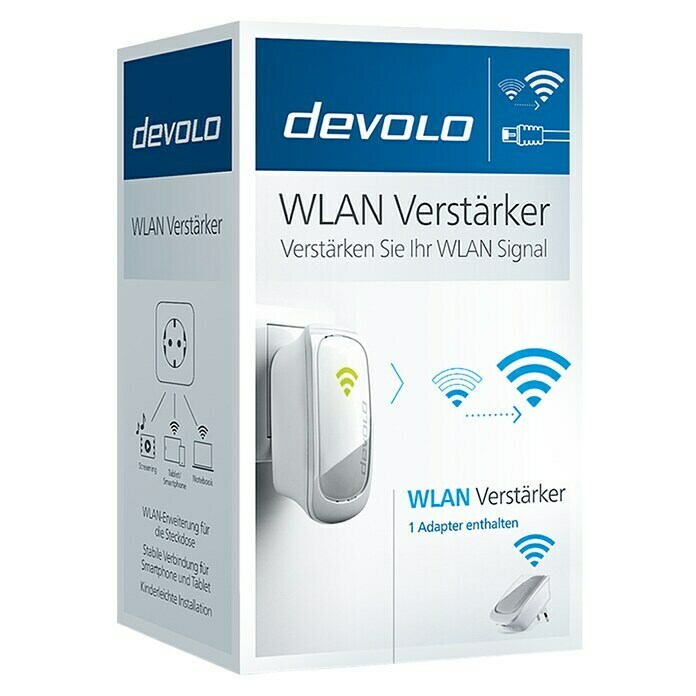 Devolo WLAN-Verstärker Repeater PLC9779 (1 x Eurostecker (Typ C), 1 x RJ45-Buchse, Weiß, Bis zu 300 Mbit/s (WLAN))