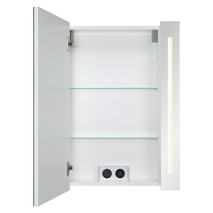 Riva LED-Spiegelschrank Hydra (B x H: 60,4 x 75,2 cm, Mit Beleuchtung, Spanplatte, Weiß)