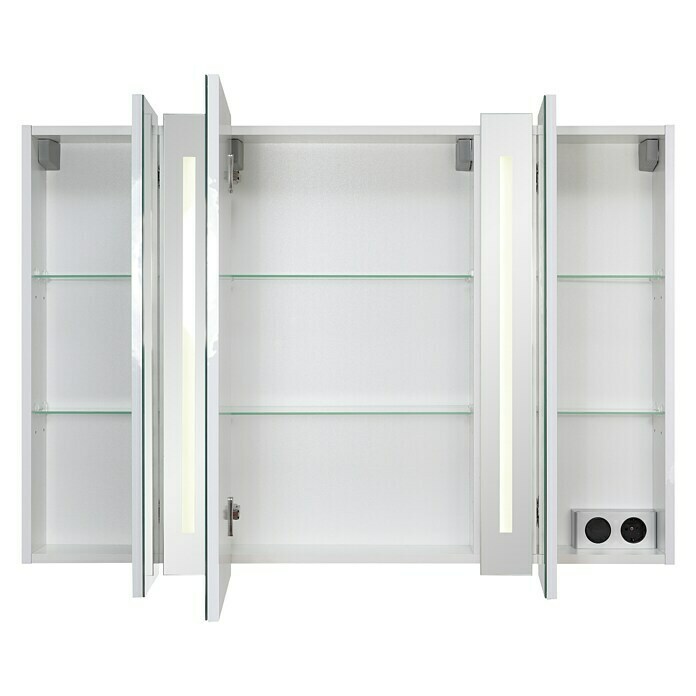 Riva LED-Spiegelschrank (B x H: 108 x 75,2 cm, Mit Beleuchtung, Spanplatte, Weiß)