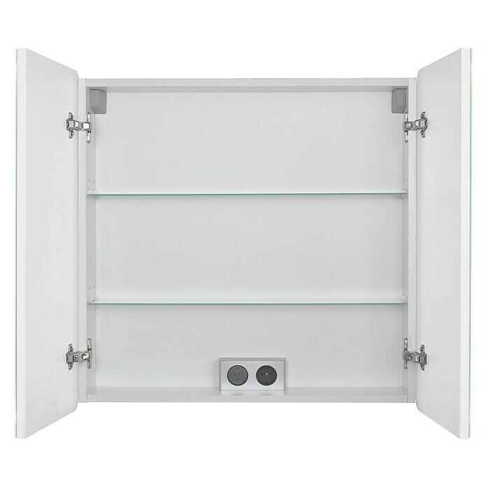 Riva LED-Spiegelschrank (B x H: 72 x 69,6 cm, Mit Beleuchtung, Spanplatte, Weiß)