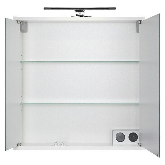 Riva LED-Spiegelschrank (B x H: 60 x 60 cm, Mit Beleuchtung, Spanplatte, Weiß)