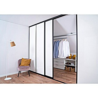 Room Plaza Easy Schiebetür-Bau-Set (Hochglanz Schwarz/Hochglanz Weiß, Profilfarbe: Schwarz)