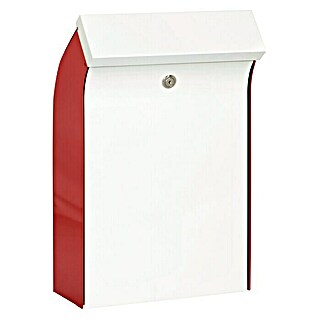 Knobloch Briefkasten Bent (Edelstahl, L x B x H: 182 x 305 x 475 mm, Orientrot/Weiß, Format Einwurf: 300 x 35 mm)
