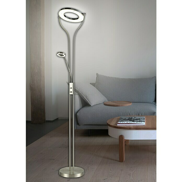 Tween Light Lámpara de suelo LED (1 x 18 W/1 x 4,5 W, Plateado, Altura: 180 cm)
