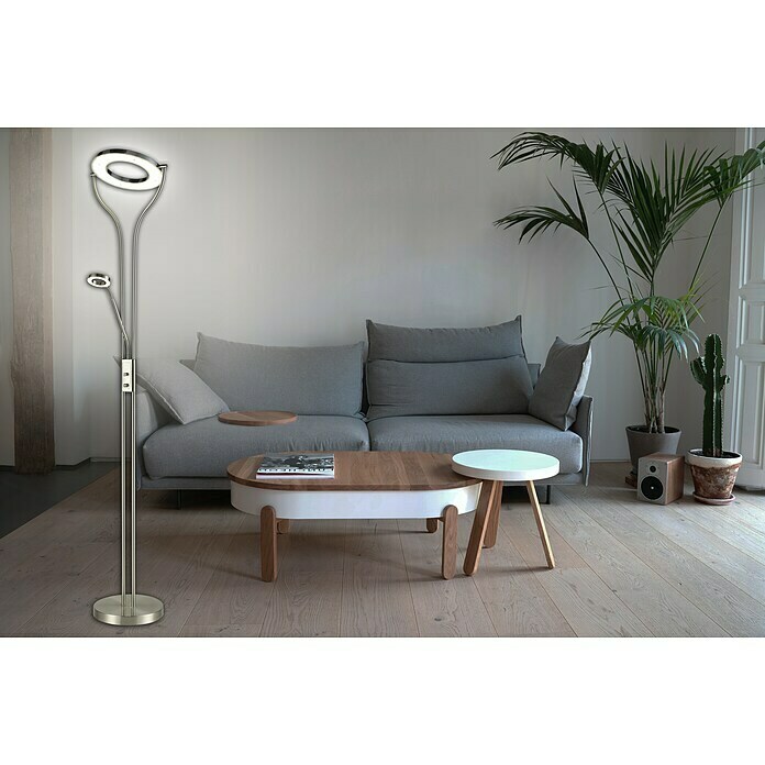 Tween Light Lámpara de suelo LED (1 x 18 W/1 x 4,5 W, Plateado, Altura: 180 cm)