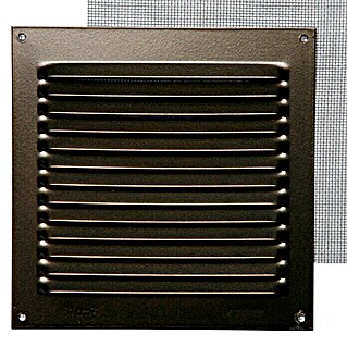 Rejilla de ventilación con mosquitera (15 x 15 cm, Bronce, Espesor: 0,8 mm)