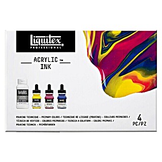 Liquitex Professional Set tekeninkt met primer (Primary colours, 3 st. x 30 ml, Fles met druppelpipet)