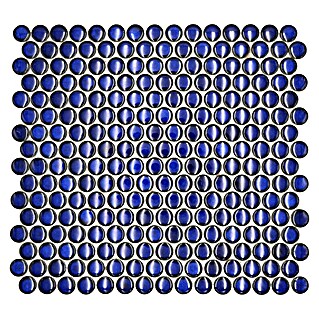 Mosaikfliese Knopf Uni 451N (30,5 x 32 cm, Blau, Glänzend)