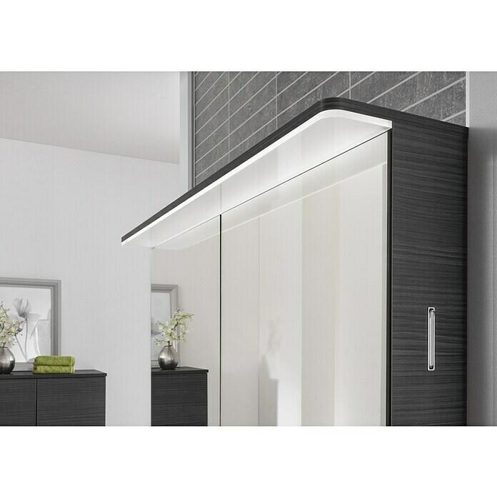 Modern 3.0 LED-Spiegelschrank (B x H: 80 x 70 cm, Mit Beleuchtung, Spanplatte, Darkoak)
