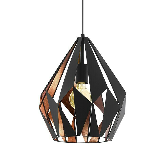 Eglo Lámpara colgante redonda Carlton 1 (60 W, Cobre/negro, Altura: 110 cm)