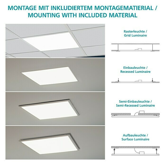 Eglo Connect LED-Panel Salobrena C (21 W, Farbe: Weiß, L x B x H: 45 x 45 x 1,5 cm)