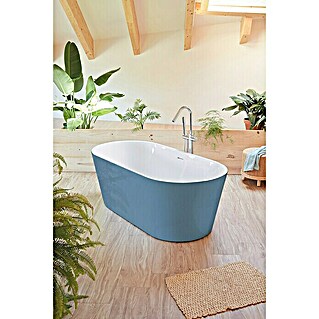 Freistehende Badewanne Torino (L x B: 170 x 80 cm, 268 l, Sanitäracryl, Blau/Weiß)