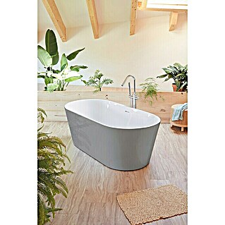 Freistehende Badewanne Torino (L x B: 170 x 80 cm, 268 l, Sanitäracryl, Platingrau/Weiß)