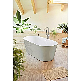 Freistehende Badewanne Torino (L x B: 170 x 80 cm, 268 l, Sanitäracryl, Kieselgrau/Weiß)