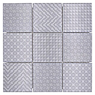 Mosaikfliese Quadrat Geo Grey GEOG (29,8 x 29,8 cm, Grau, Glänzend)