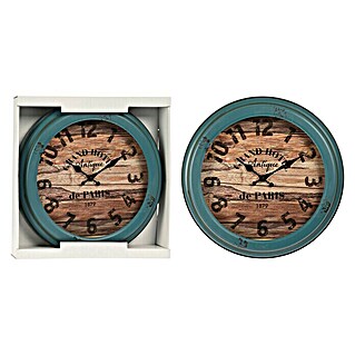 Reloj de pared redondo metal (Azul, Diámetro: 41 cm)