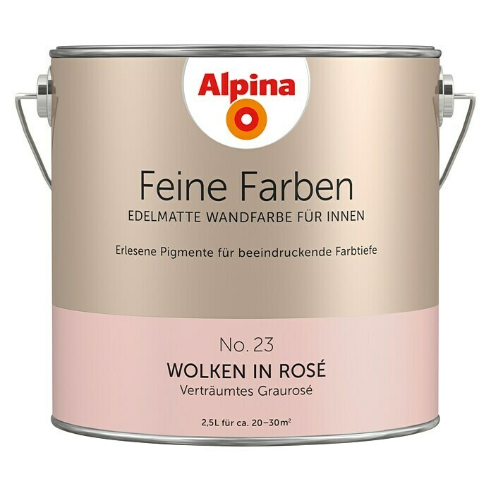 Alpina Wandfarbe Feine Farben (2,5 l, Wolken in Rosé, No. 23 - Verträumtes Graurosé, Matt)