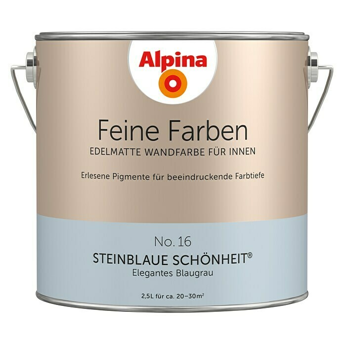 Alpina Wandfarbe Feine Farben (2,5 l, Steinblaue Schönheit, No. 16 - Elegantes Blaugrau, Matt)