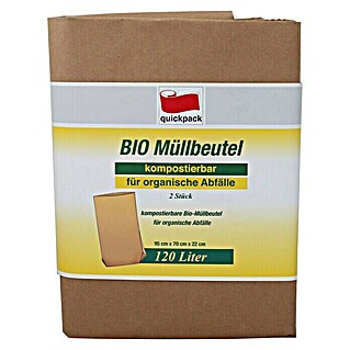 Quickpack Müllbeutel Bio-Abfallbeutel (120 l, 2 Stk., Braun)
