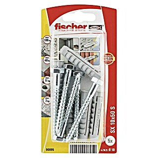 Fischer SX Taco con tornillo (Diámetro taco: 10 mm, Longitud taco: 50 mm, 5 uds.)