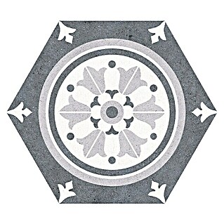 Feinsteinzeugfliese Hexagon Vintage Farnese (25 x 22 cm, Grau/Weiß, Matt)