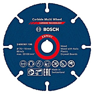 Bosch Professional Expert Disco de corte de carburo Carbide Multi Wheel (Diámetro: 76 mm)