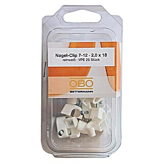 OBO Nagelschelle (7 - 12 mm, Länge Nagel: 18 mm, 25 Stk., Weiß)