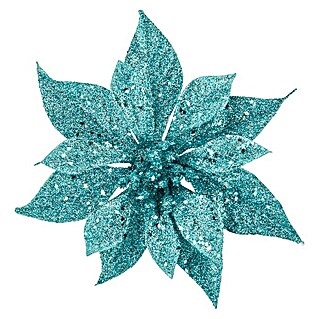 Dekoblüten Weihnachtsstern (Durchmesser: 18 cm, Kunststoff, Blau)