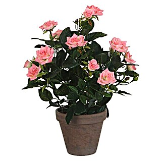 Kunstpflanze Rosenstrauch (Höhe: 33 cm, Rosa, Kunststoff)