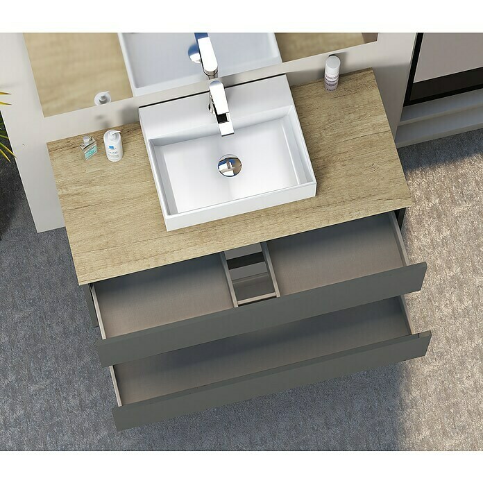 Mueble de lavabo Fons (46 x 100 x 56 cm, Antracita, Mate)