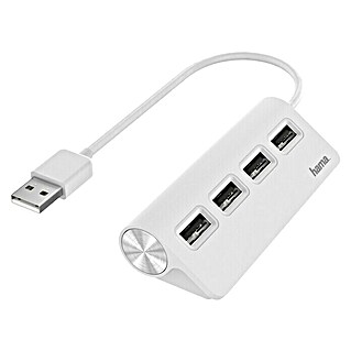 Hama USB-Hub (4-fach, Weiß, USB A-Kupplung)