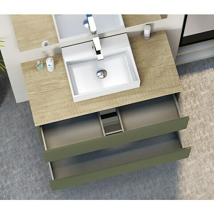 Mueble de lavabo Fons (46 x 90 x 56 cm, Musgo, Mate)