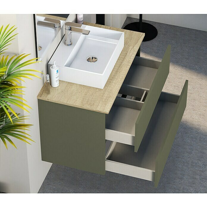 Mueble de lavabo Fons (46 x 80 x 56 cm, Musgo, Mate)