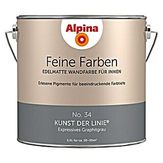 Alpina Wandfarbe Feine Farben (2,5 l, Kunst der Linie, No. 34 - Expressives Graphitgrau, Matt)