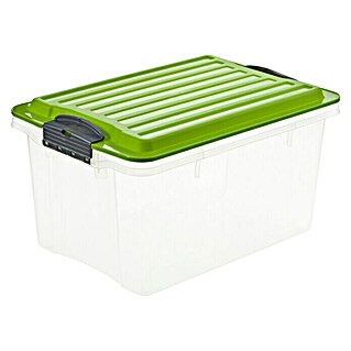 Rotho Stapelbox Compact (L x B x H: 27 x 18,5 x 15 cm, Deckelfarbe: Grün, Kunststoff)