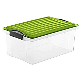Rotho Stapelbox Compact (L x B x H: 39,5 x 27,5 x 18 cm, Deckelfarbe: Grün, Kunststoff)