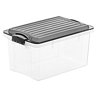 Rotho Stapelbox Compact (L x B x H: 27 x 18,5 x 15 cm, Deckelfarbe: Anthrazit, Kunststoff)