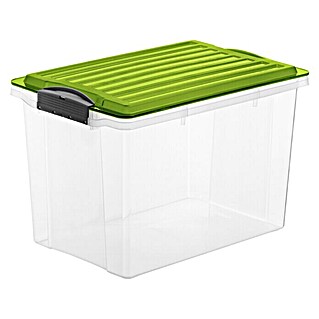 Rotho Stapelbox Compact (L x B x H: 39,5 x 27,5 x 27 cm, Deckelfarbe: Grün, Kunststoff)