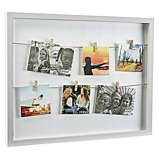 Portafotos con pinzas (L x An x Al: 43 x 6 x 33 cm, Blanco)