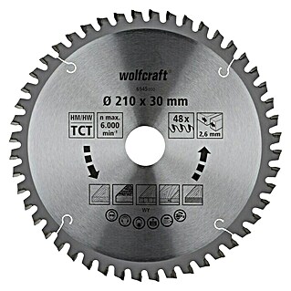 Wolfcraft Kreissägeblatt Serie orange (210 mm, Bohrung: 30 mm, 48 Zähne)