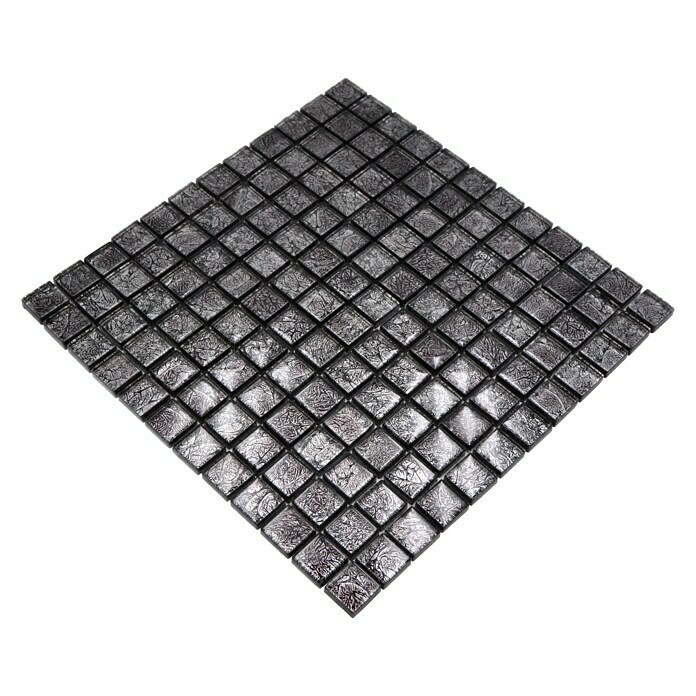 Mosaikfliese Quadrat Crystal Uni XCM 8BL17 (30 x 30 cm, Schwarz, Glänzend)