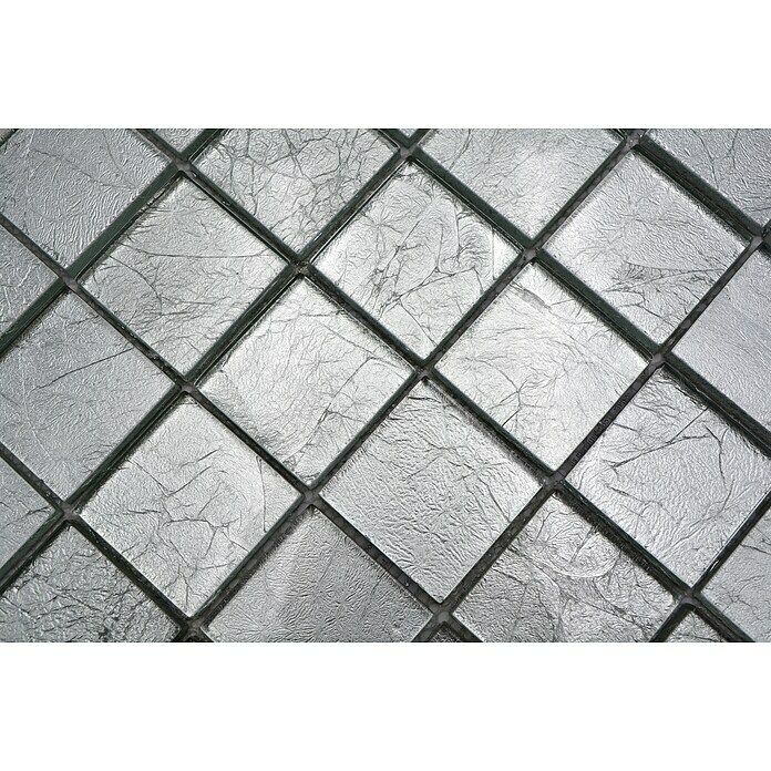 Mosaikfliese Quadrat Crystal Uni XCM 8SB26 (30 x 30 cm, Silber, Glänzend)