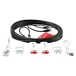 Cable de fibra óptica Kit single Snap data (Negro/blanco, Largo: 20 m)