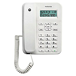 Motorola Teléfono fijo CT202 (Funciones: Rellamada, Cable espiral, Blanco)