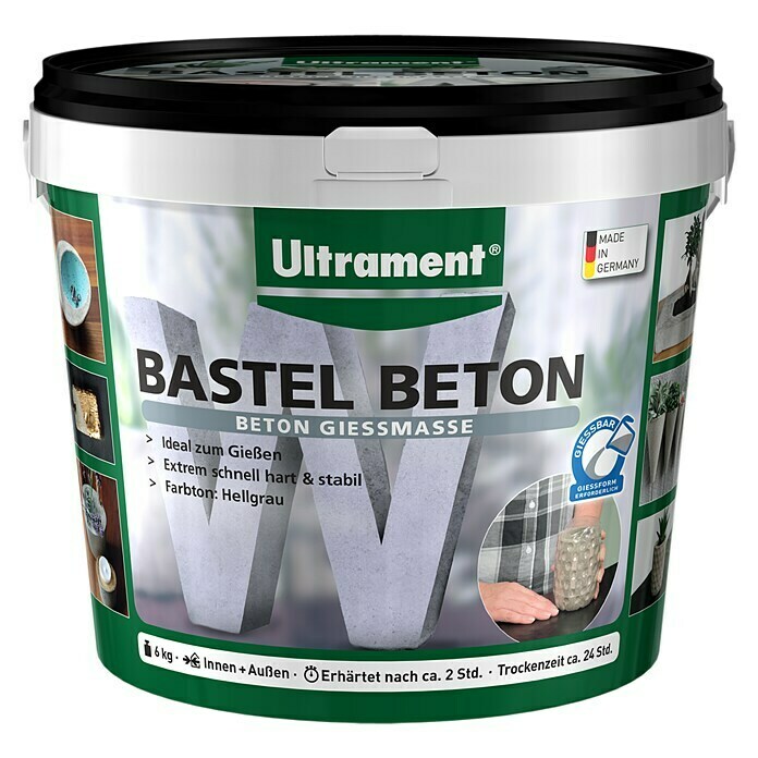 Ultrament Beton-Gießmasse Bastel Beton (Hellgrau, 6 kg) -