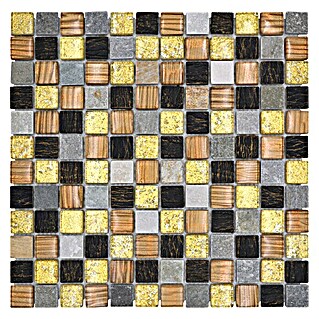 Mosaikfliese Quadrat Crystal Mix XCM CR17 (30 x 30 cm, Braun/Grau/Gold, Matt)