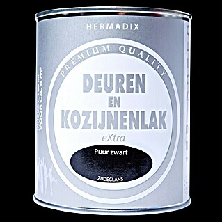 Hermadix Lak voor kozijnen en deuren puur zwart (Puur Zwart, 750 ml, Zijdeglans)